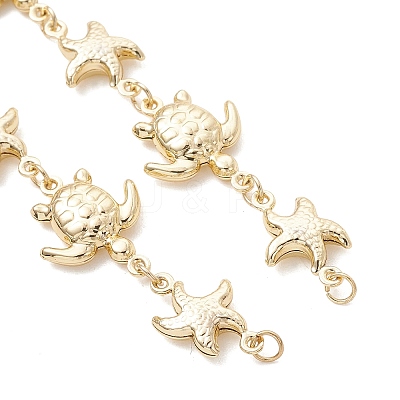 Summer Beach 304 Stainless Steel Turtle Starfish Link Chain Bracelet Making AJEW-JB01612-1
