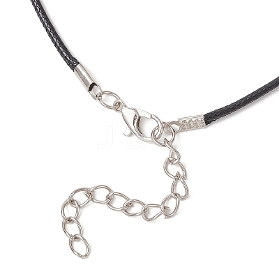 Electroplated Glass Beaded Heart Pendant Black Waxed Cotton Cord Necklaces for Women NJEW-MZ00120-01-1