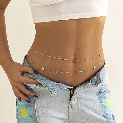 Alloy Double Layer Link Chain Tassel Belly Chains WG10755-14-1