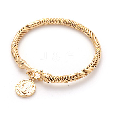Ion Plating(IP) 304 Stainless Steel Charm Bangles BJEW-L642-27G-1
