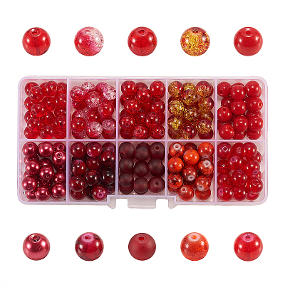 200Pcs 10 Styles DIY Glass Round Beads Sets DIY-CJ0001-97-1