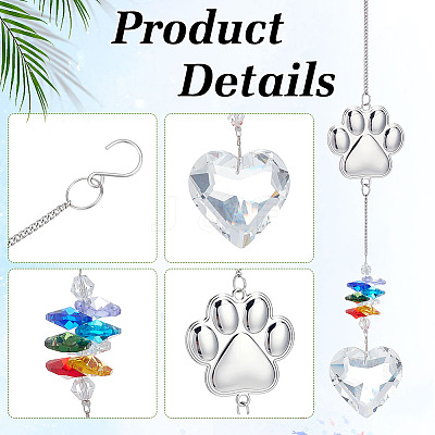 Colorful K9 Glass with Alloy Suncatchers for Outdoor Garden Hanging Decoration HJEW-WH0069-38A-1