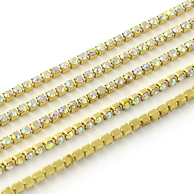 Nickel Free Raw(Unplated) Brass Rhinestone Strass Chains CHC-R119-S6-16C-1-1