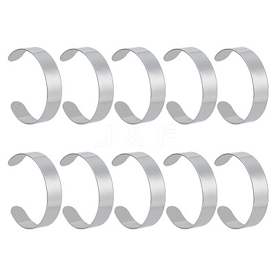 10Pcs 304 Stainless Steel Open Cuff Bangles BJEW-GO0001-02B-1