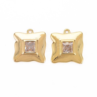 Brass Micro Pave Clear Cubic Zirconia Pendants KK-S360-149-NR-1