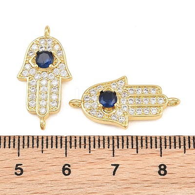 Brass Micro Pave Marine Blue Cubic Zirconia Connector Charms CU-CBAB719-07G-D-1