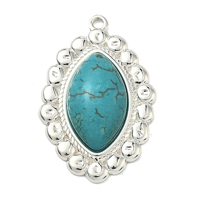 304 Stainless Steel with Dyed Synthetic Turquoise Pendants STAS-G374-05S-09-1