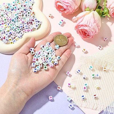 800Pcs 2 Styles Opaque White Acrylic Beads MACR-YW0003-31-1