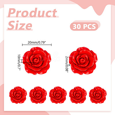 40Pcs Synthetic Coral 3D Flower Rose Carved Beads CORA-HY0001-03-1