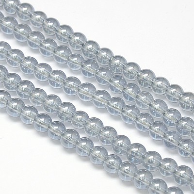 Electroplate Crystal Glass Round Beads Strands EGLA-F037-6mm-A05-1
