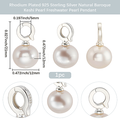 1Pc Natural Baroque Keshi Pearl Freshwater Pearl Round Pendants PEAR-BBC0001-25B-1