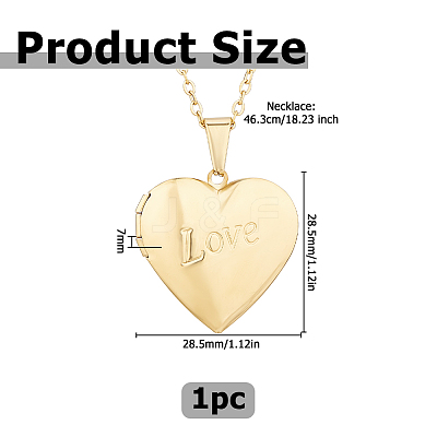 304 Stainless Steel Heart Locket Pendant Necklaces for Photo NJEW-WH0020-97E-1