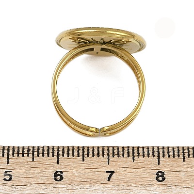 Flat Round with Sun Pattern 304 Stainless Steel Enamel Finger Rings for Women RJEW-G355-05G-1