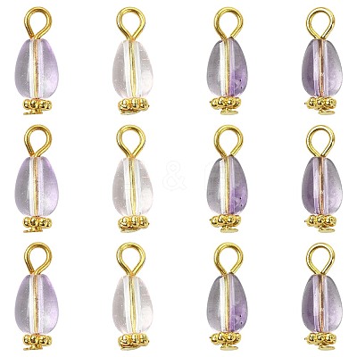 20Pcs 4 Colors Baking Paint Transparent Glass Pendants PALLOY-FS00074-1