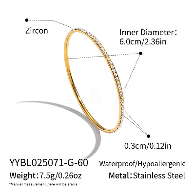 304 Stainless Steel Rhinestone Plain Bangles for Women AF6999-1-1