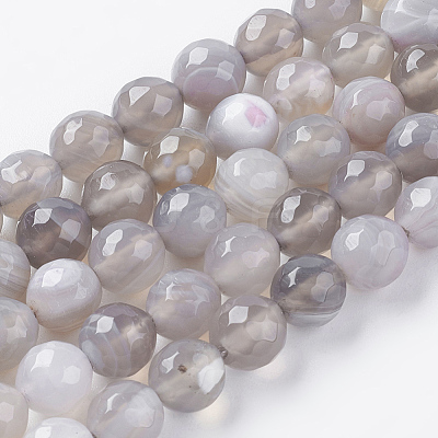 Natural Striped Agate/Banded Agate Beads Strands X-G-G581-8mm-09-1