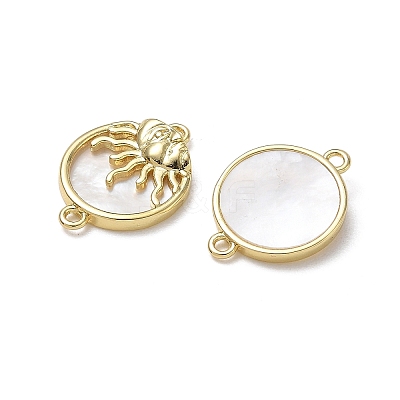 Brass & Natural White Shell Connector Charms KK-CBA56EF-18G-1