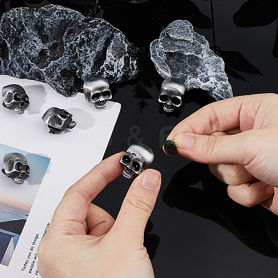 4Pcs Skull Alloy Brooches AJEW-FH0005-58A-1