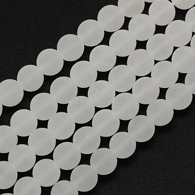 Frosted Natural Gemstone Quartz Crystal Round Beads Strands G-L093-6mm-04-1