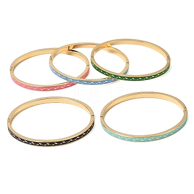 304 Stainless Steel Enamel Bangles BJEW-D408-36G-1