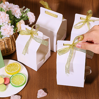 Square Blank Paper Gift Storage Boxes with Ribbon CON-WH0089-115-1