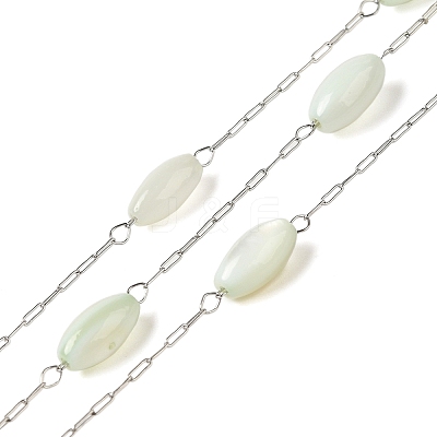 304 Stainless Steel Cable Chains with Dyed Shell Beads STAS-B067-03P-02-1