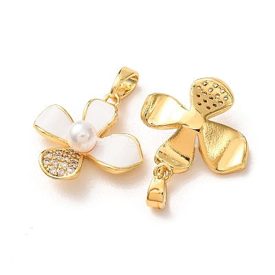 Brass Micro Pave Clear Cubic Zirconia Pendants KK-A304-25G-02-1