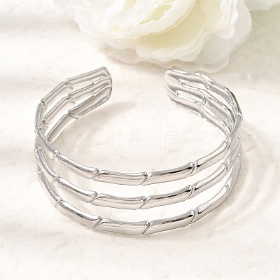 21MM 304 Stainless Steel 3-Strand Cuff Bangles for Women SA-CBAB767-27P-1