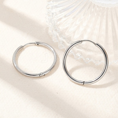 Tarnish Resistant 304 Stainless Steel Huggie Hoop Earrings EJEW-G272-02-20mm-P-1