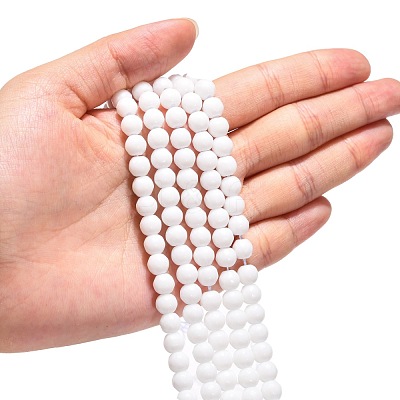 Synthetic White Agate Beads Strands X-G-D419-6mm-01-1