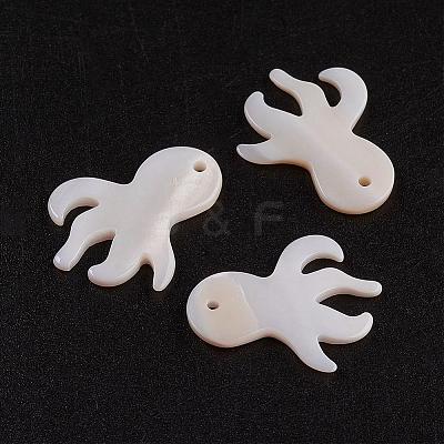 Natural White Shell Mother of Pearl Shell Pendants SSHEL-G014-65B-1
