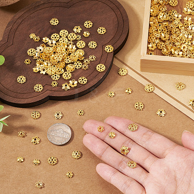 400Pcs 4 Styles Alloy Bead Caps FIND-TA0009-94G-1