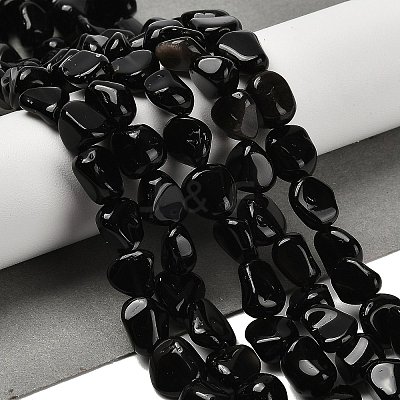 Natural Obsidian Beads Strands G-P497-01E-65-1