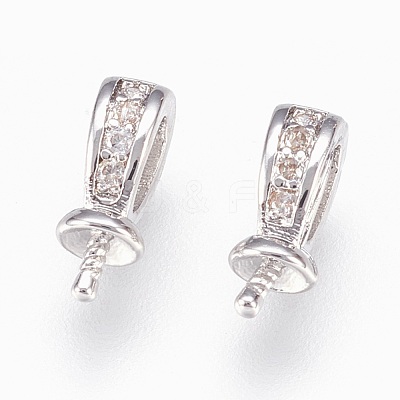Brass Cup Pearl Peg Bails Pin Pendants KK-P150-17-1