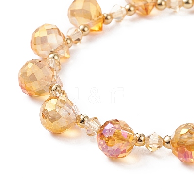 Imitation Austrian Crystal Glass Teardrop Beaded Bracelet BJEW-TA00171-02-1