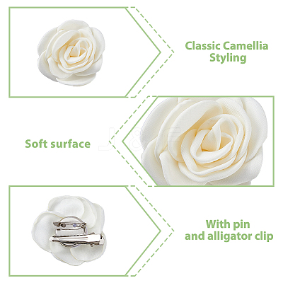 8Pcs 2 Style Camellia Shaped Polyester Alligator Hair Clips PHAR-FH0001-03-1