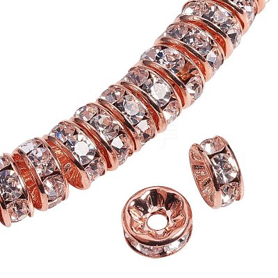 Rondelle Brass Rhinestone Spacer Beads RB-PH0001-05RG-NF-1