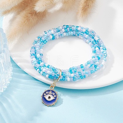 Glass Seed Beaded Multi-strand Bracelet BJEW-JB09527-02-1