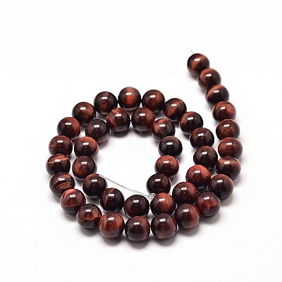 Natural Red Tiger Eye Round Bead Strands G-P072-52-6mm-1