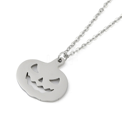 Halloween Series 202 Stainless Steel Cable Chain Pumpkin Pendant Necklaces NJEW-S005-01P-B-1