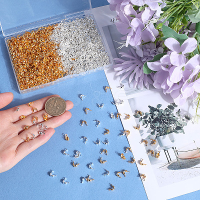 1200Pcs 2 Colors Brass Bead Tips KK-SP0001-94-1