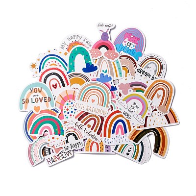 Cartoon Rainbow Paper Stickers Set DIY-M031-45-1