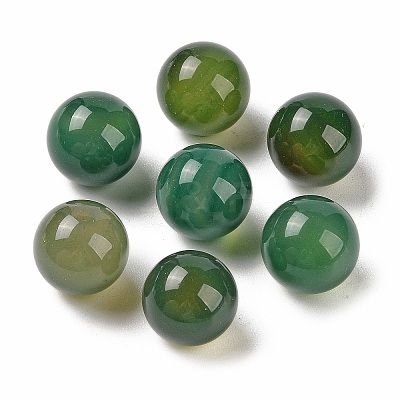 Natural Green Onyx Agate No Hole Sphere Beads G-K353-04D-27-1
