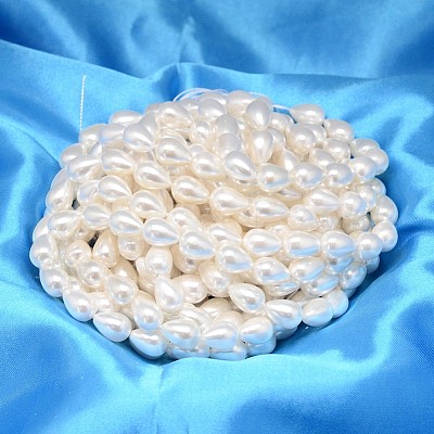 Teardrop Shell Pearl Bead Strands BSHE-L015-8x11-01-1