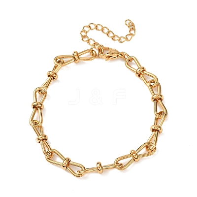 304 Stainless Steel Bowknot Link Chain Bracelets for Women BJEW-F529-08G-1
