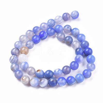 Natural Striped Agate/Banded Agate Beads Strands G-I261-C02-8mm-1