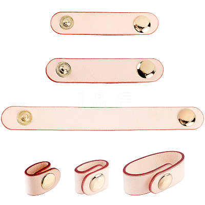 6Pcs 3 Styles Cowhide Leather Cable Straps with Golden Metal Snap Button FIND-CL0001-73A-1