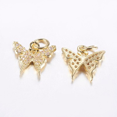 Long-Lasting Plated Brass Micro Pave Cubic Zirconia Charms ZIRC-F069-32G-1