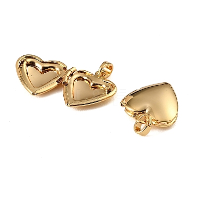 Floral Embossed Brass Locket Pendants KK-CBA7157-06G-1