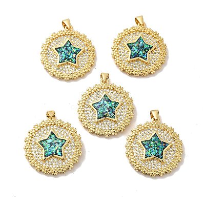 Rack Plating Brass Micro Pave Cubic Zirconia Pendants KK-D088-03G-1